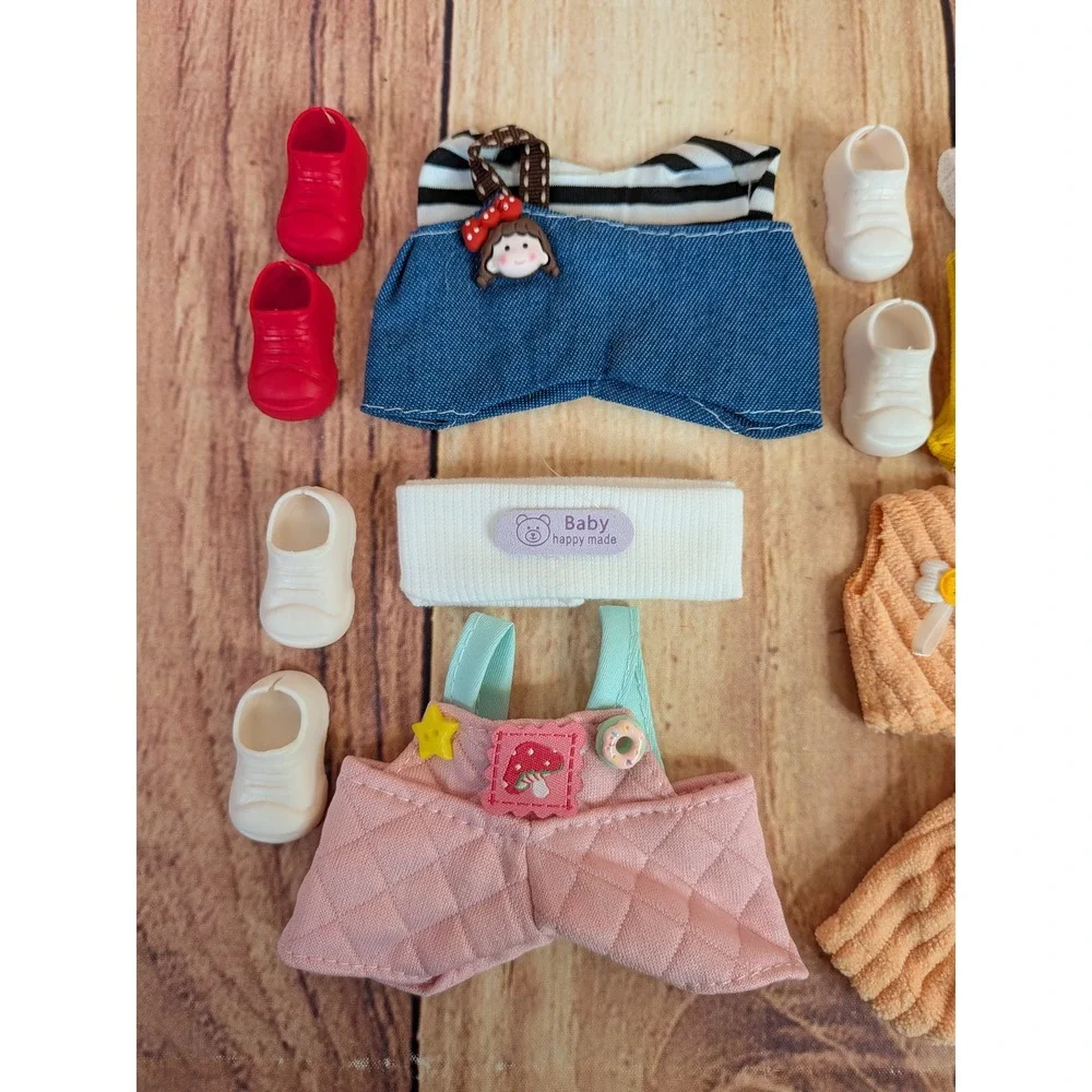 4 Clothes Outfits Shoes Fits Labubu Doll - Clothing For 17cm Plush Dolls #1